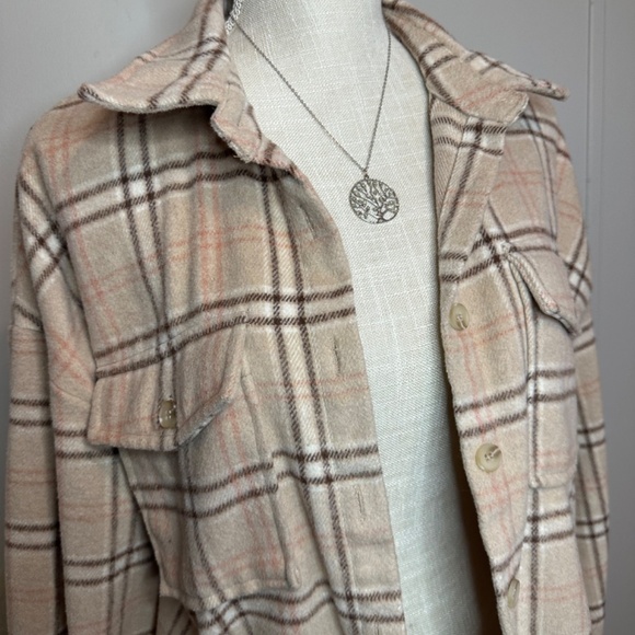 Button Plaid Shacket - Picture 3 of 5